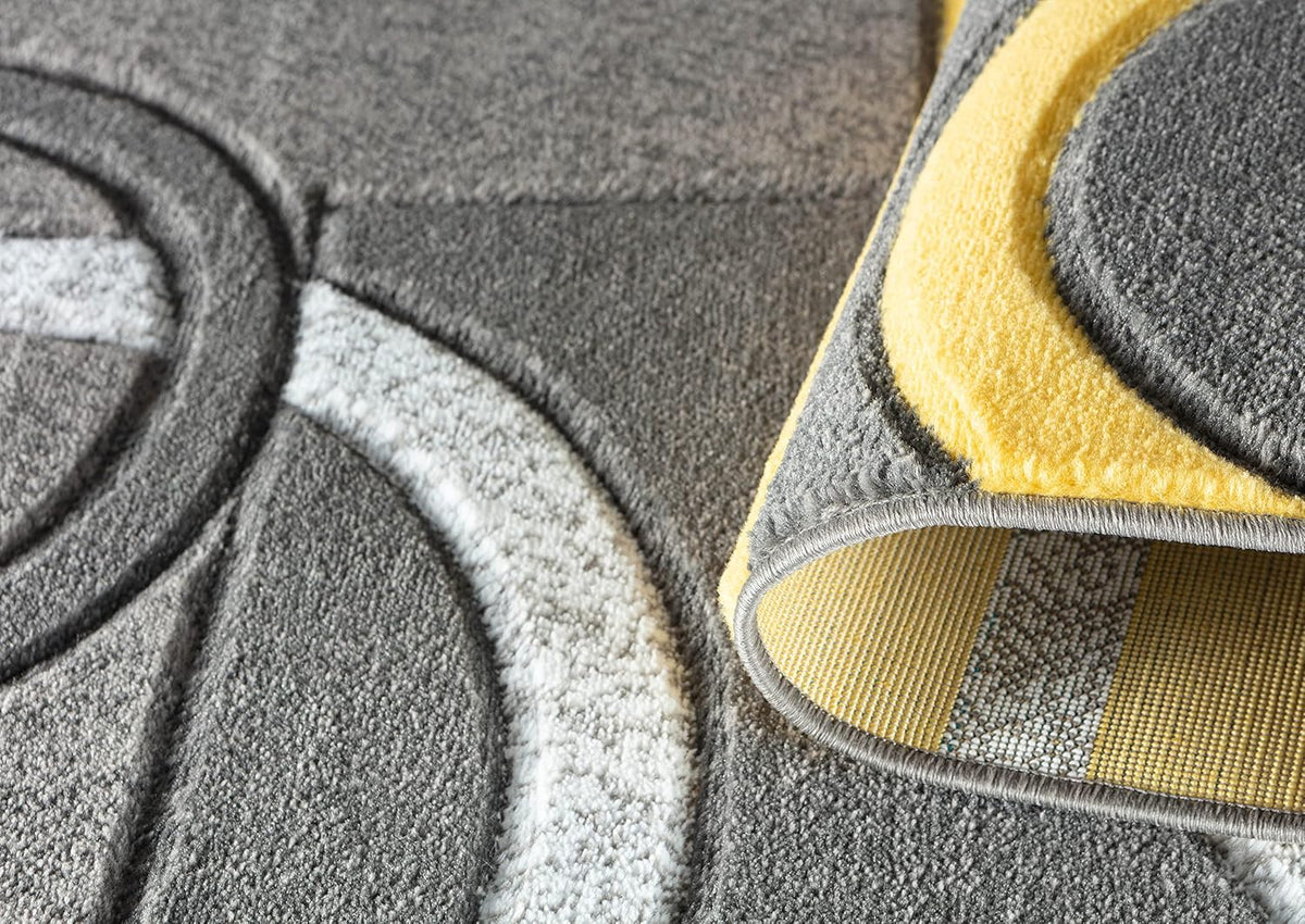 Area Rug Modern Soft Hand Carved Contemporary Floor Carpet with Premium Fluffy Texture for Indoor Living Dining Room and Bedroom Area (4x6, Yellow)